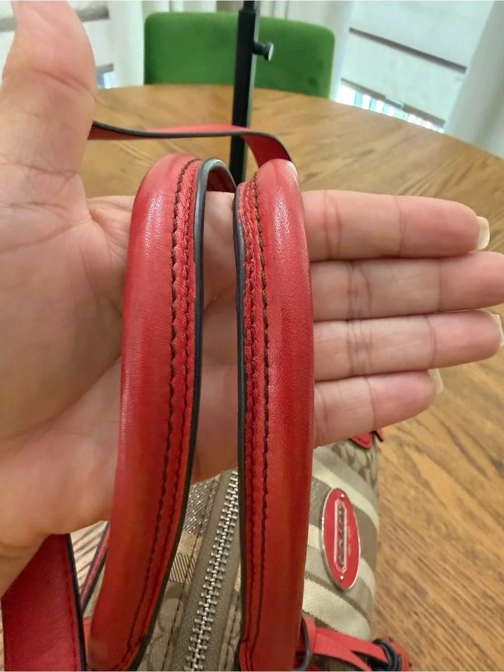 Coach Legacy Signature Canvas Satchel with Red Trim and Tassels